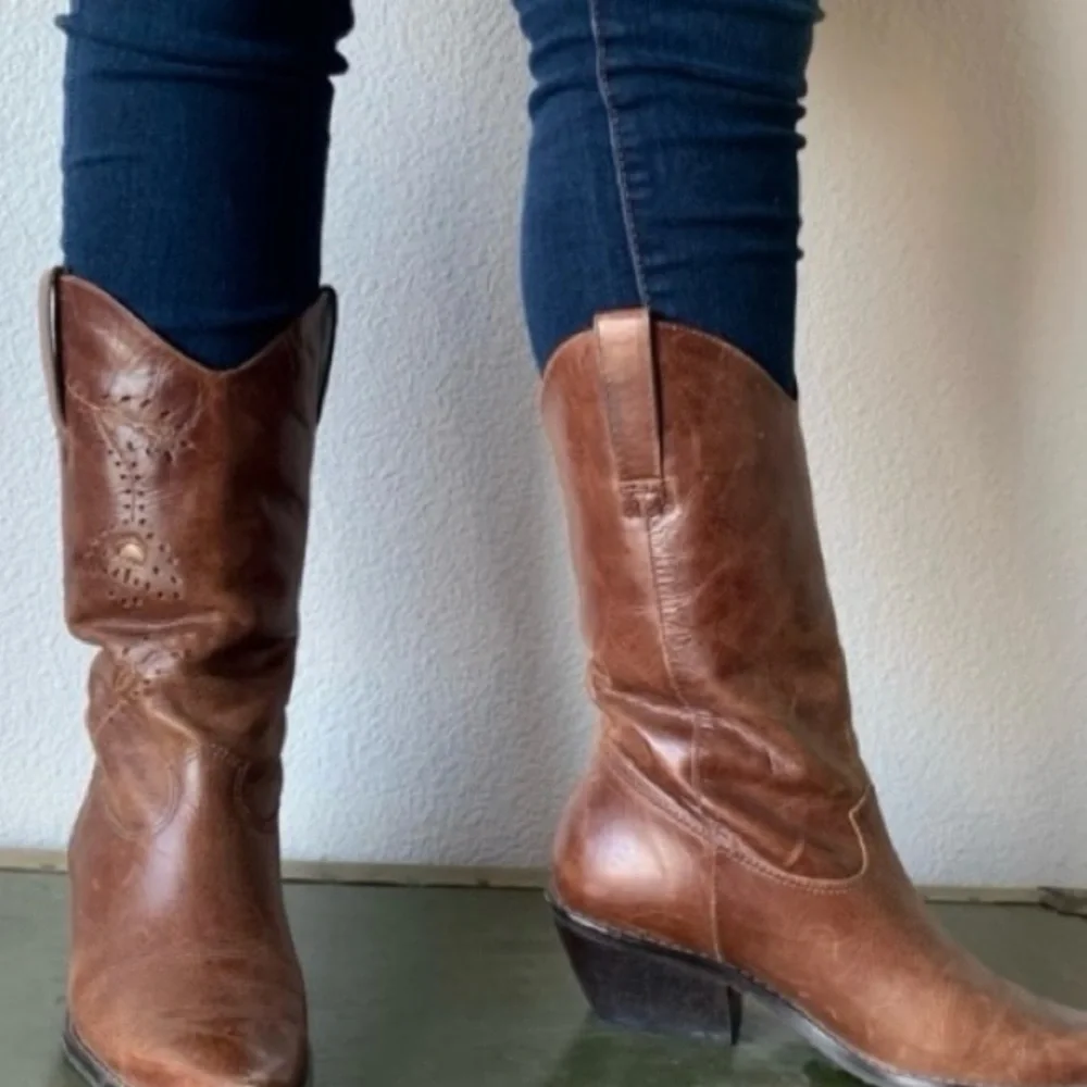 Matisse Albuquerque Prairie Leather Cowboy Boots Western Brazil Brown Size 7.5 - Picture 13 of 14